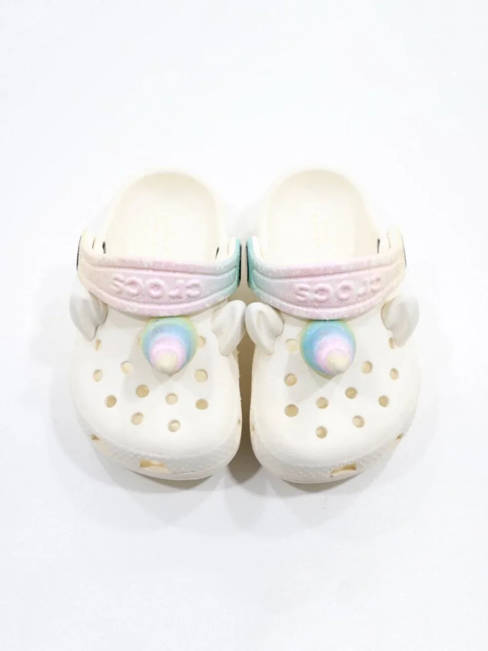 Crocs I Am Rainbow Unicorn White Rubber Clogs - Toddler 5